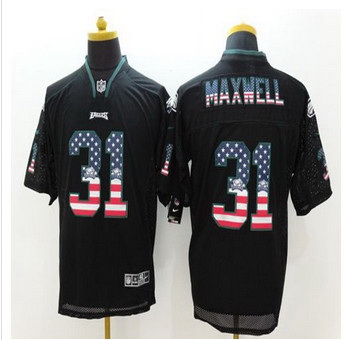 New Philadelphia Eagles #31 Byron Maxwell Black Men Stitched NFL Elite USA Flag Fashion Jersey