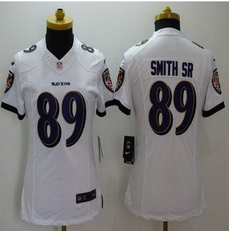 Women New Baltimore ravens #89 Steve Smith Sr White Stitched NFL New Limited Jersey