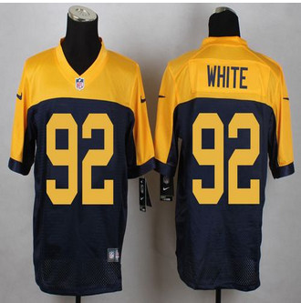 New Packers #92 Green Bay Packers White Navy Blue Alternate Mens Stitched NFL New Elite Jersey