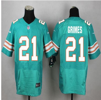 New Miami Dolphins #21 Brent Grimes Aqua Green Alternate Mens Stitched NFL Elite Jersey