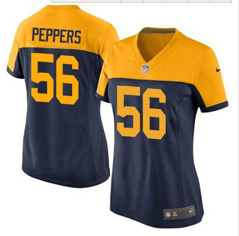 Women New Green Bay Packers #56 Julius Peppers Navy Blue Alterna