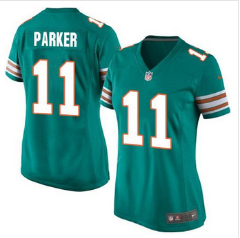 Women New Miami Dolphins #11 DeVante Parker Aqua Green Alternate Stitched NFL Elite Jersey