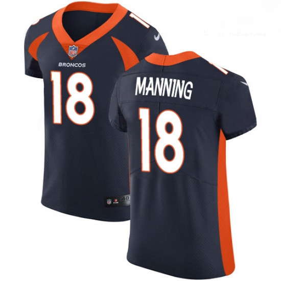 Men Nike Denver Broncos 18 Peyton Manning Navy Blue Alternate Vapor Untouchable Elite Player NFL Jer