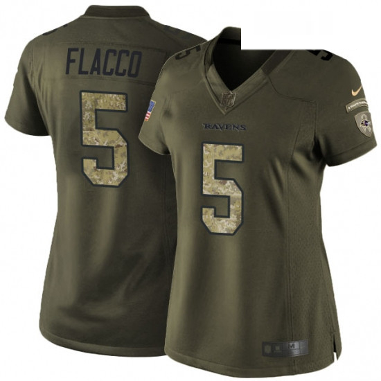 Womens Nike Baltimore Ravens 5 Joe Flacco Elite Green Salute to 