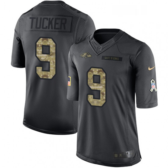 Youth Nike Baltimore Ravens 9 Justin Tucker Limited Black 2016 Salute to Service NFL Jersey