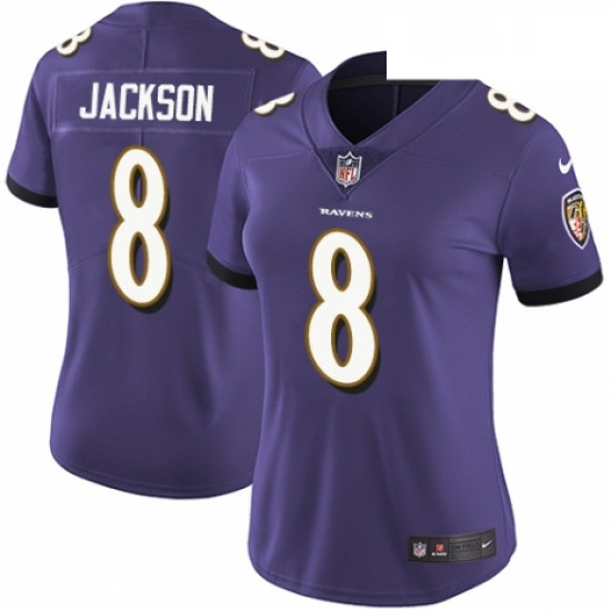 Womens Nike Baltimore Ravens 8 Lamar Jackson Purple Team Color Vapor Untouchable Limited Player NFL 