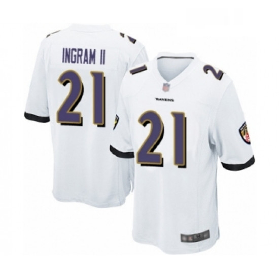 Mens Baltimore Ravens 21 Mark Ingram II Game White Football Jersey