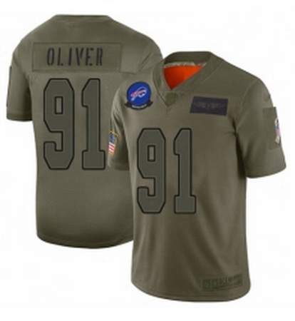 Men Buffalo Bills 91 Ed Oliver Limited Camo 2019 Salute to Service Football Jersey