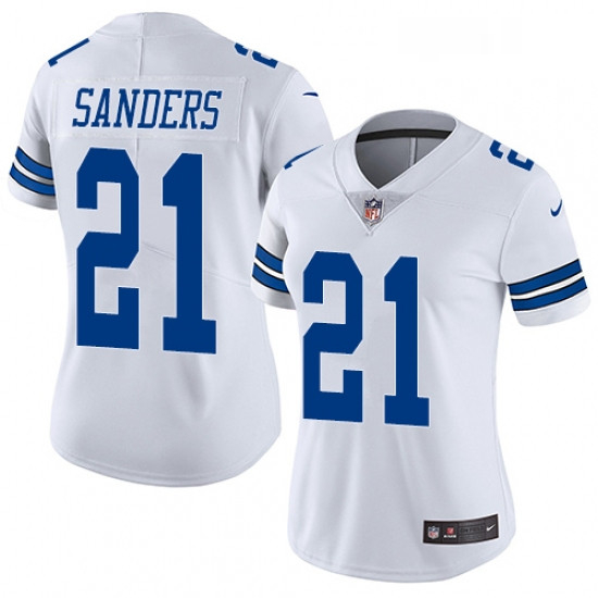 Womens Nike Dallas Cowboys 21 Deion Sanders Elite White NFL Jersey