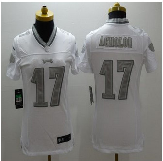 Women New Eagles #17 Nelson Agholor White Stitched NFL Limited Platinum Jersey