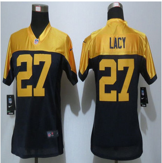 Women new Green Bay Packers #27 Eddie Lacy Navy Blue Alternate Elite Jersey