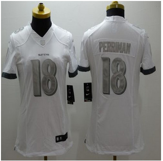 Women New Ravens #18 Breshad Perriman White Stitched NFL Limited Platinum Jersey