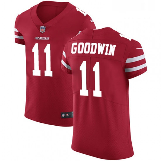 Mens Nike San Francisco 49ers 11 Marquise Goodwin Red Team Color Vapor Untouchable Elite Player NFL 