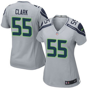 Women NEW Seattle Seahawks #55 Frank Clark Grey Alternate Stitch