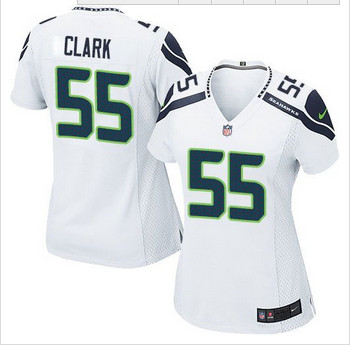 Women NEW Seattle Seahawks #55 Frank Clark White Stitched NFL Elite Jersey