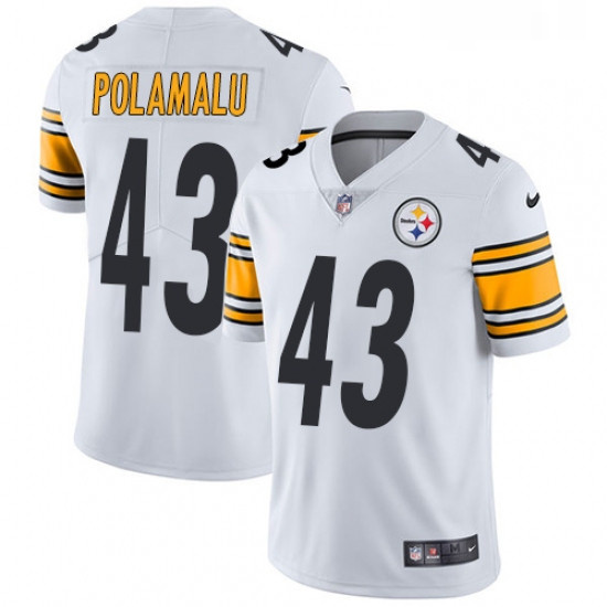 Youth Nike Pittsburgh Steelers 43 Troy Polamalu White Vapor Untouchable Limited Player NFL Jersey