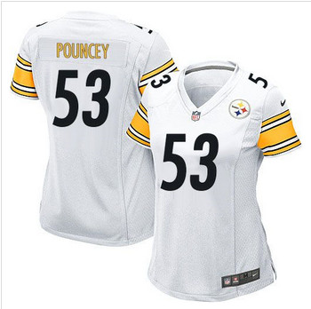 Women NEW Pittsburgh Steelers #53 Maurkice Pouncey White Stitche