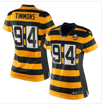 Women NEW Pittsburgh Steelers #94 Lawrence Timmons Yellow Black Alternate Stitched NFL Elite Jersey