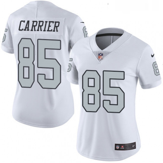 Women Nike Oakland Raiders 85 Derek Carrier Limited White Rush V