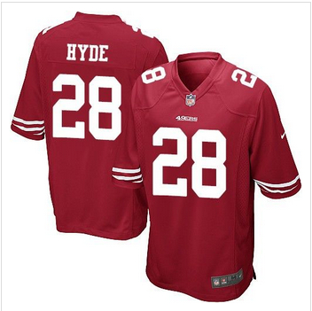 Youth NEW 49ers #28 Carlos Hyde Red Team Color Stitched NFL Elite Jersey