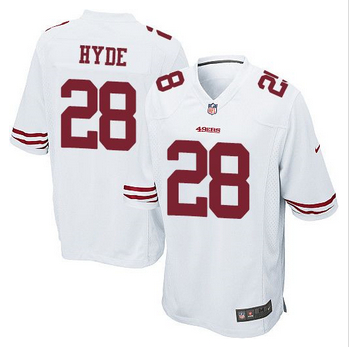 Youth NEW 49ers #28 Carlos Hyde White Stitched NFL Elite Jersey
