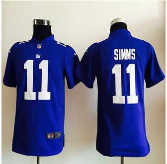 Youth New Giants #11 Phil Simms Royal Blue Team Color Stitched N