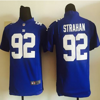 Youth New Giants #92 Michael Strahan Royal Blue Team Color Stitc