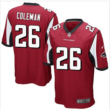 Youth Nike Falcons #26 Tevin Coleman Red Team Color Stitched NFL Elite Jersey