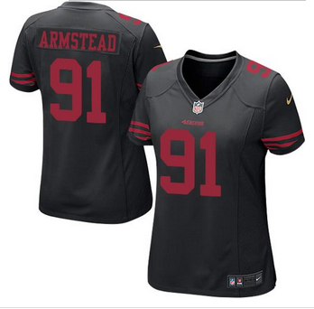 Women NEW 49ers #91 Arik Armstead Black Alternate Stitched NFL E