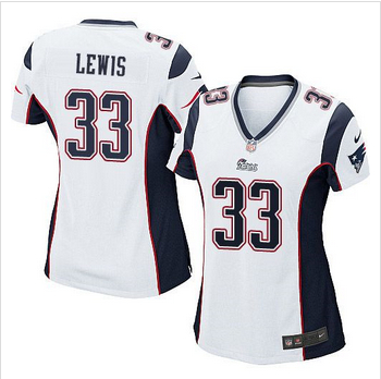 Women New Patriots #33 Dion Lewis White Stitched NFL Elite Jersey