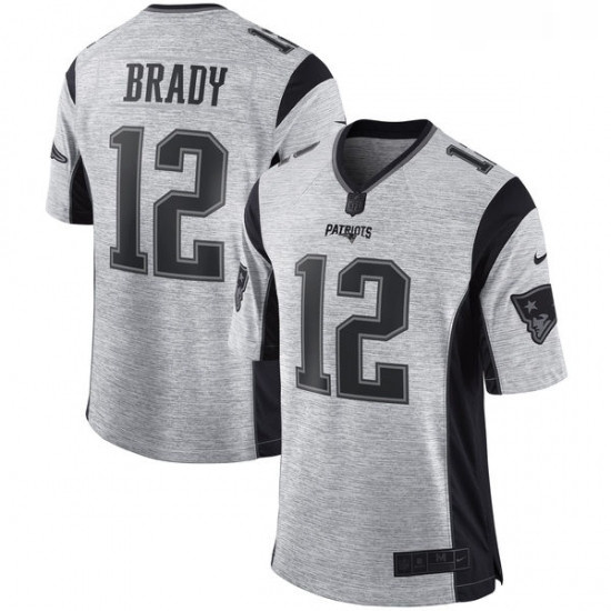 Mens Nike New England Patriots 12 Tom Brady Limited Gray Gridiron II NFL Jersey