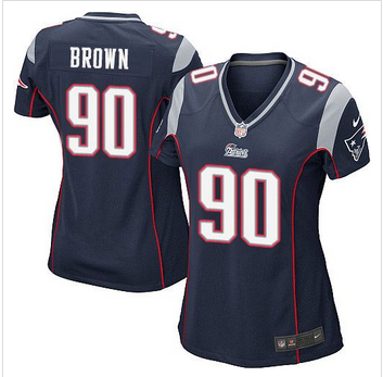 Women New Patriots #90 Malcom Brown Navy Blue Team Color Stitched NFL Elite Jersey