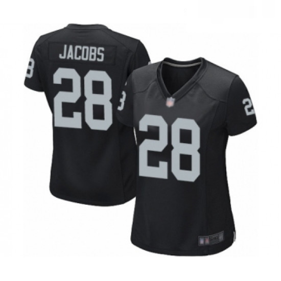 Womens Oakland Raiders 28 Josh Jacobs Game Black Team Color Foot