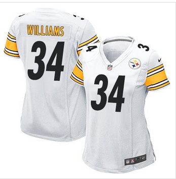 Women New Steelers #34 DeAngelo Williams White Stitched NFL Elite Jersey