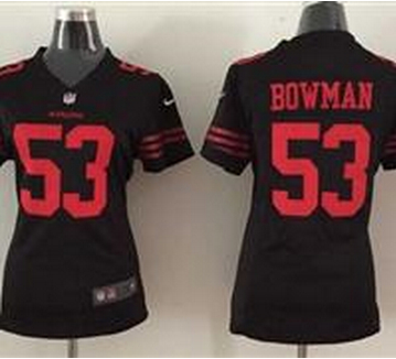 Women Nike 49ers #53 Navorro Bowmen Black Alternate Stitched NFL Elite Jersey