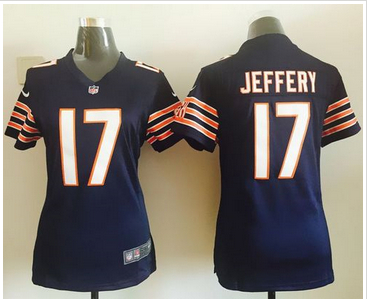 Women Nike Bears #17 Alshon Jeffery Navy Blue Team Color Stitched NFL Elite Jersey