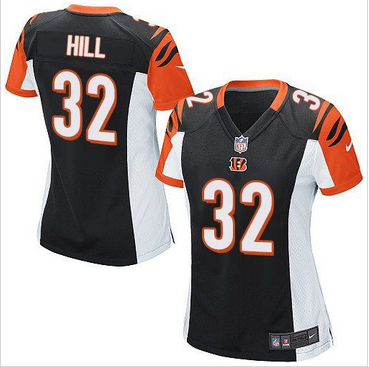 Women Nike Bengals #32 Jeremy Hill Black Team Color Stitched NFL Elite Jersey