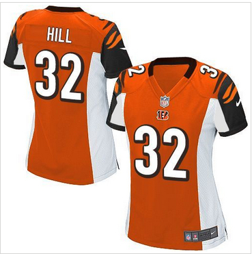 Women Nike Bengals #32 Jeremy Hill Orange Alternate Stitched NFL Elite Jersey