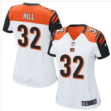 Women Nike Bengals #32 Jeremy Hill White Stitched NFL Elite Jersey