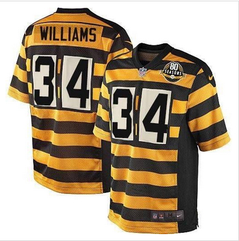 New Pittsburgh Steelers #34 DeAngelo Williams Yellow Black Alternate 80TH Throwback Mens Stitched NF