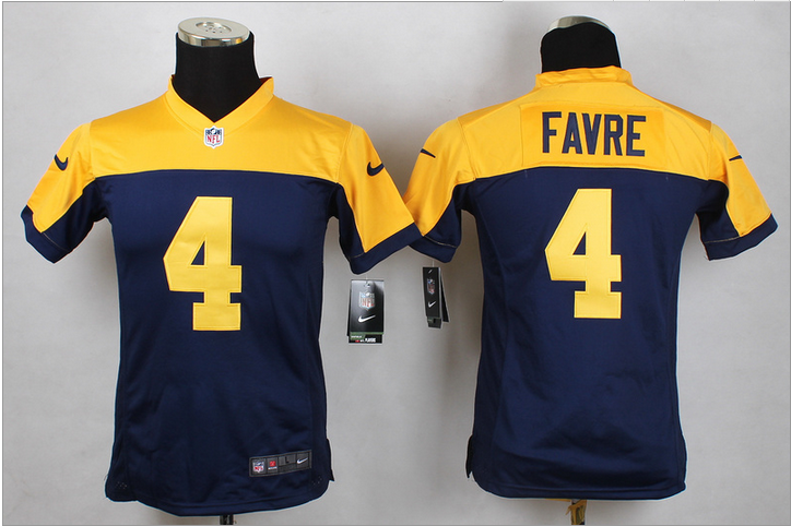 Women New Green Bay Packers #4 Favre Blue Alternate Mens Stitched NFL New Elite Jersey