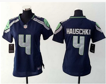 Women Nike Seahawks #4 Steven Hauschka Steel Blue Team Color Stitched NFL Elite Jersey