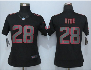 Women Nike 49ers #28 Carlos Hyde Impact Limited Black Jersey