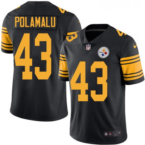 Youth Nike Pittsburgh Steelers 43 Troy Polamalu Elite Black Rush Vapor Untouchable NFL Jersey