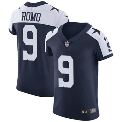 Nike Cowboys #9 Tony Romo Navy Blue Thanksgiving Mens Stitched NFL Vapor Untouchable Throwback Elite