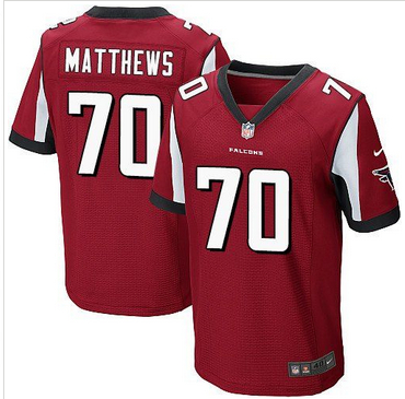 Nike Atlanta Falcons #70 Jake Matthews Red Team Color Mens Stitched NFL Elite Jersey