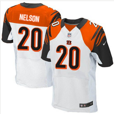 Nike Cincinnati Bengals #20 Reggie Nelson White Mens Stitched NFL Elite Jersey