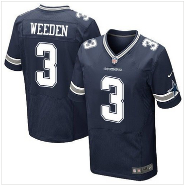 Nike Dallas Cowboys #3 Brandon Weeden Navy Blue Team Color Mens Stitched NFL Elite Jersey