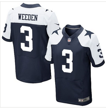 Nike Dallas Cowboys #3 Brandon Weeden Navy Blue Thanksgiving Throwback Mens Stitched NFL Elite Jerse