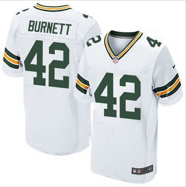 Nike Green Bay Packers #42 Morgan Burnett White Mens Stitched NFL Elite Jersey